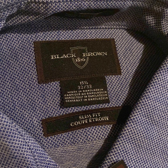 NWT Black Brown 1826 Men’s Slim Fit Blue Button Down Shirt size M - Picture 4 of 5
